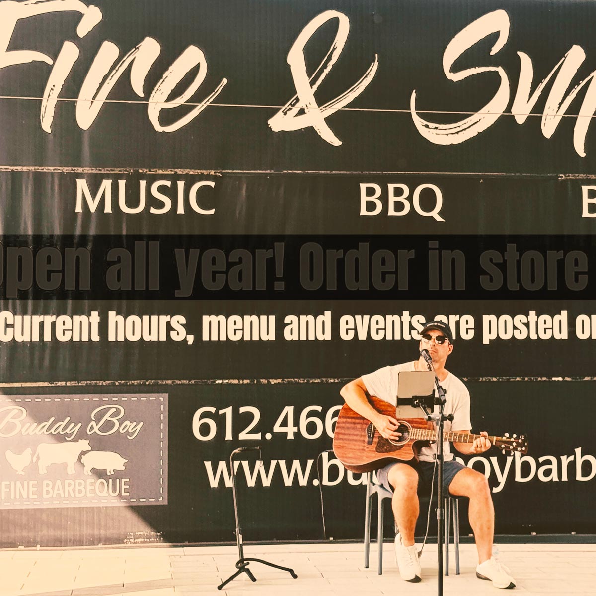 Steve singing at Buddy Boy BBQ
